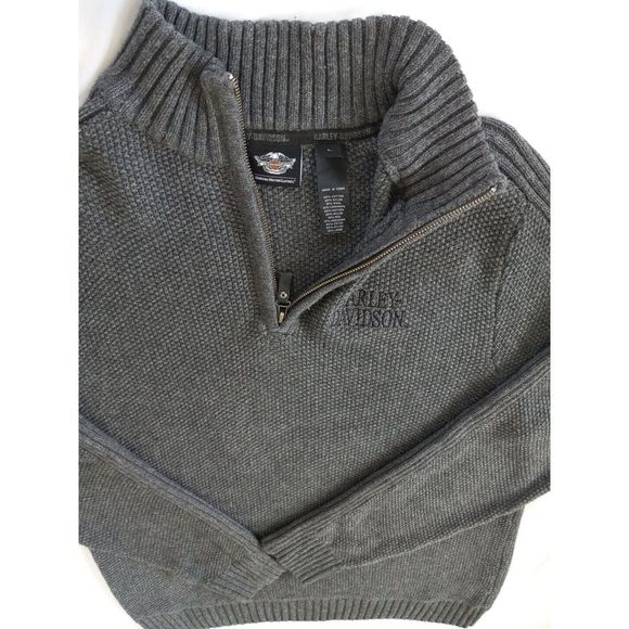 Harley Davidson‎ knit Jackets Sweater Men's Of Cotton Nylon Casmere Wool Gray